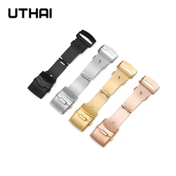 UTHAI T08  Stainless Steel Double Press Safety  Watch Accessories 16mm 18mm 20mm 22mm Folding Buckle