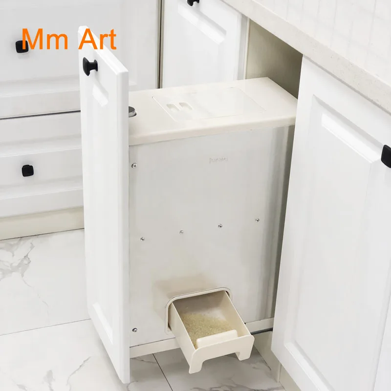 Misiku Cabinet Rice Bin Embedded Rice Cabinet Funnel-Shaped Damping Rail