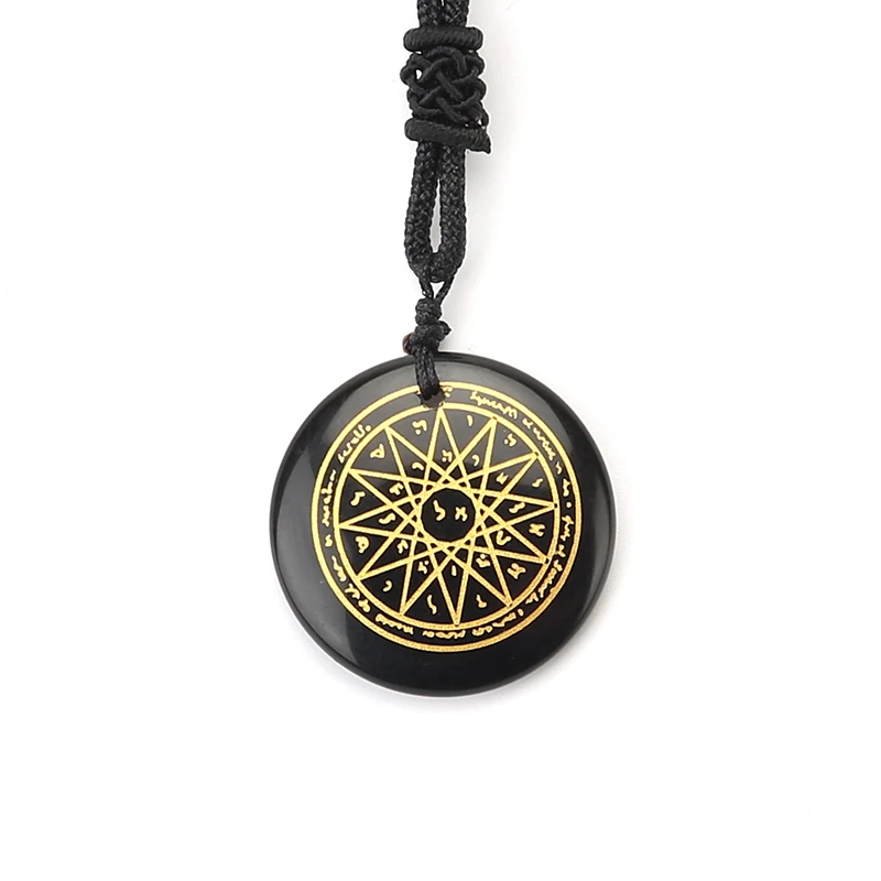 PONGT Variety Natural Obsidian Symbol Carving Pendant Necklace For Women Reiki Healing Stone Energy Amulet Pendant Charm Yewelry