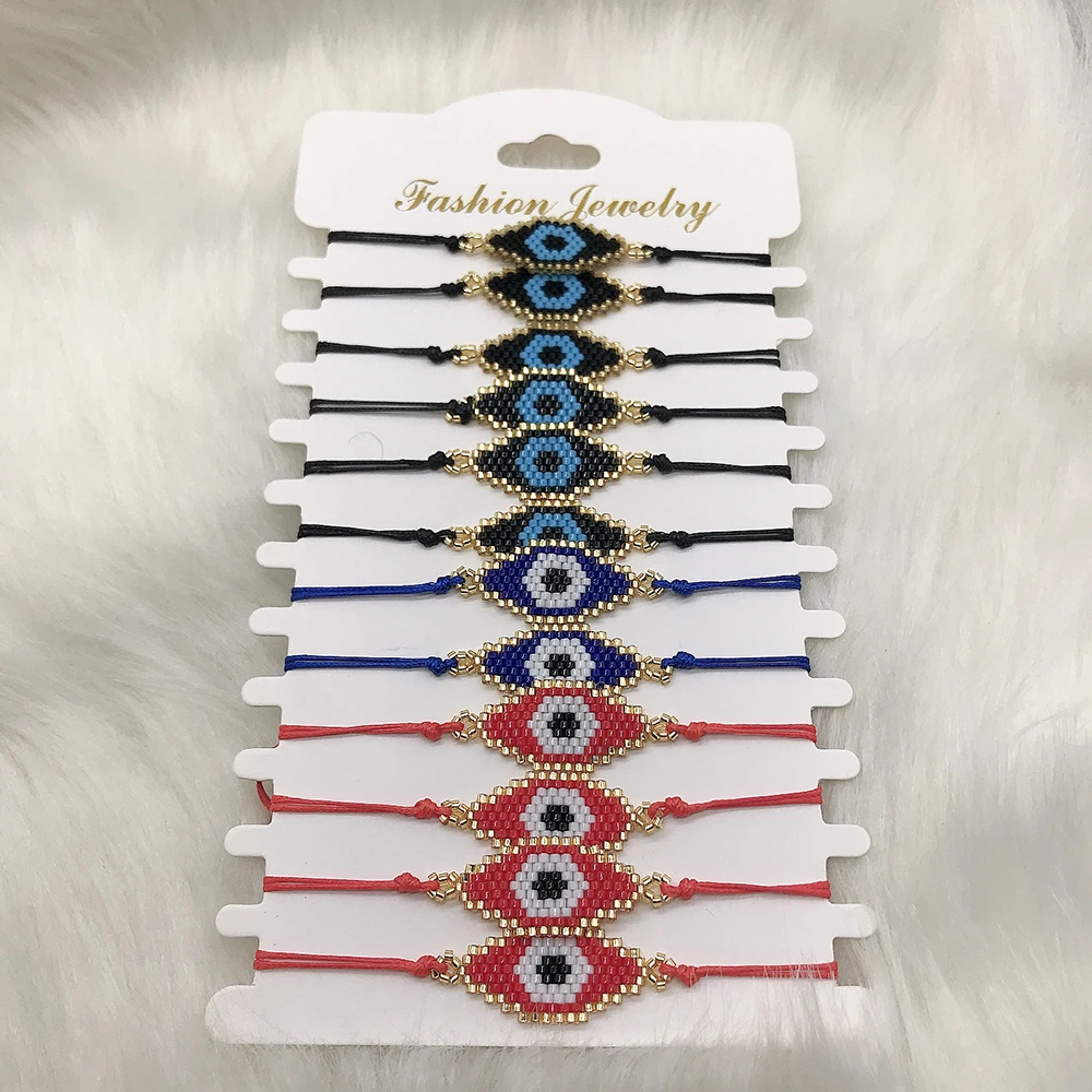 BLUESTAR Evil Eye Handmade Bracelets Handmade Simple Multicolor Woven MIYUKI Bead Bracelets