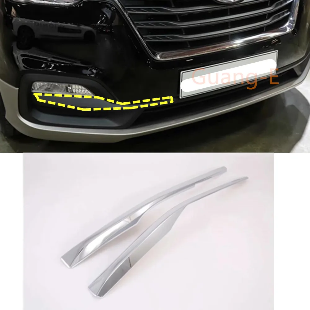 For Hyundai Starex H-1 H1 2018 2019 2020 2021 2022 Body Head Front Fog Light Lamp Frame Stick ABS Chrome Trim Panel Frame 2PCs