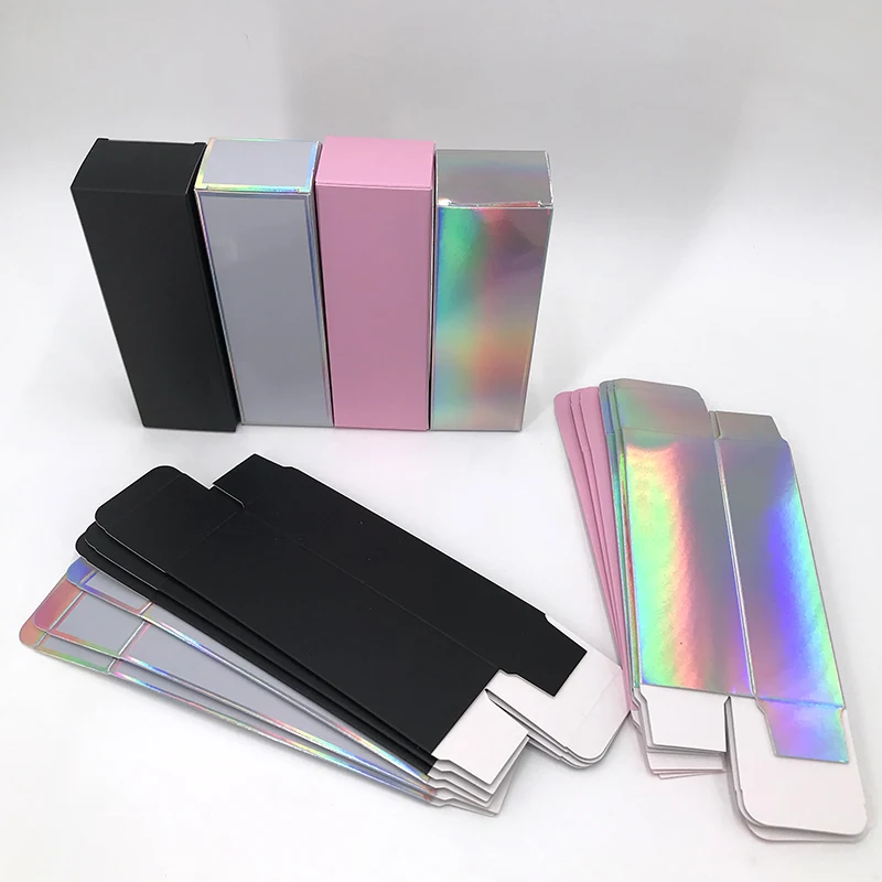 Custom Paper Box For Lash Shampoo Package Empty Holographic Pink Eyelashes Foam Boxes