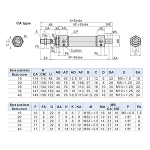 Piston Pneumatic Zylinder, Dual Action, Mini -Luftzylinder, Edelstahl, Strecke, MA16, 20, 25, 32, 40, 25, 50, 100, 150, 200, 400, 500 mm 12 Hauptverkaufskolben -Bürostuhl - №5