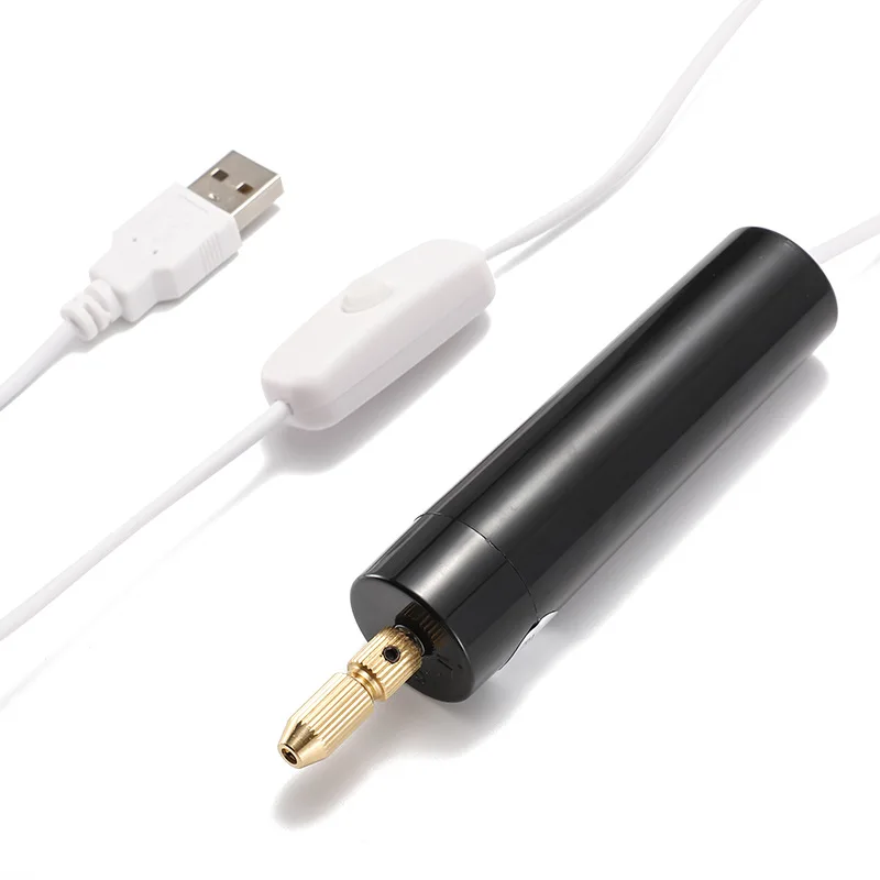 Minitaladro eléctrico de mano para fabricación de joyas, herramienta de artesanía de madera con Cable de datos USB de 5V, resina epoxi UV, 1 Juego