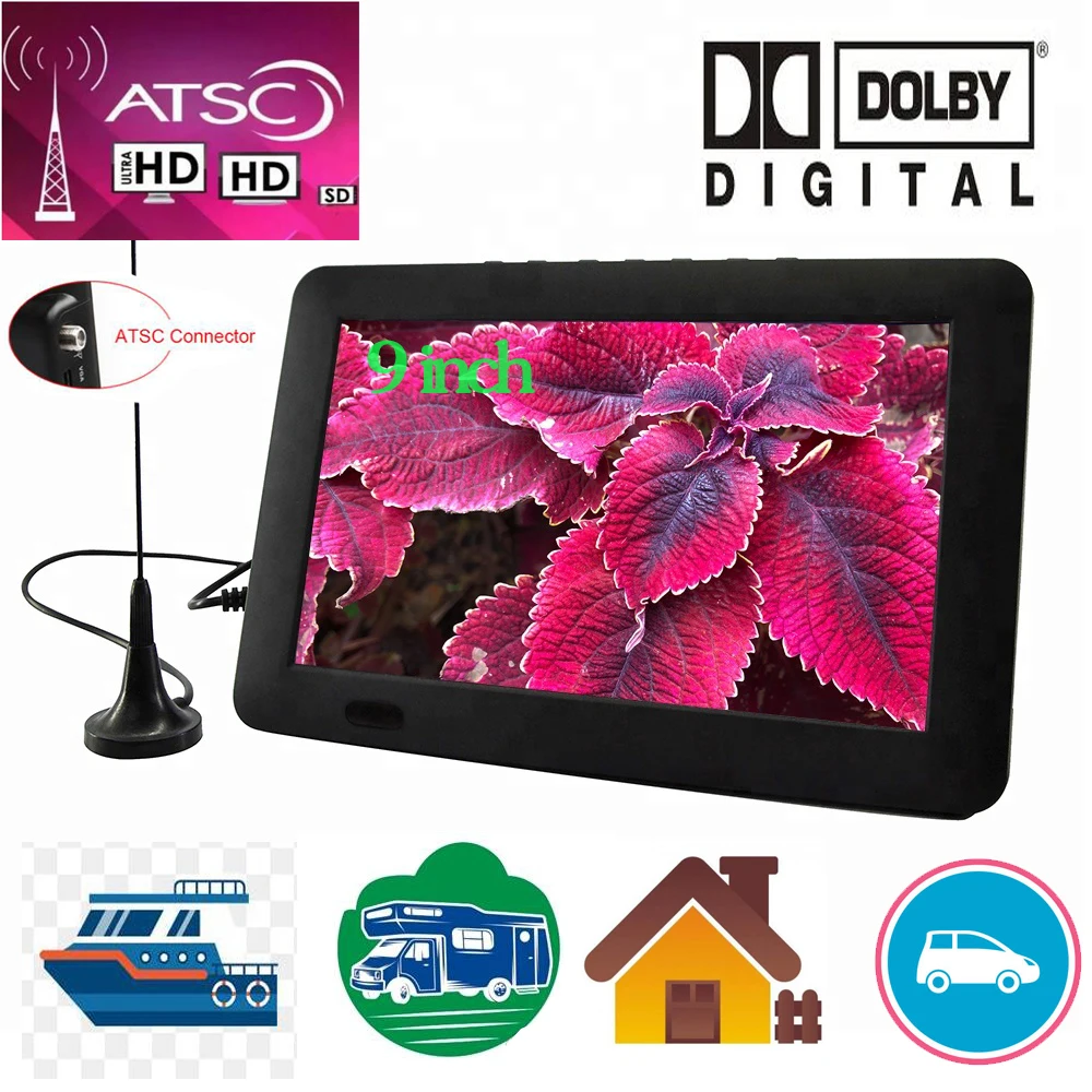 

LEADSTAR 9 inch Portable TV With ATSC Tdt Digital Tv Analog Mini Tv For Car Boat Outdoor Support USB TF PVR MP4 H.265 AC3