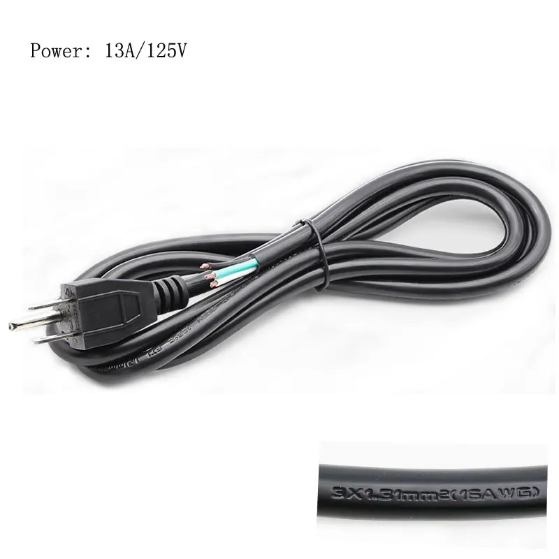 كابل سلك طاقة برأس واحد ، الولايات المتحدة الأمريكية 3 الشق ، 16AWG ، المكونات 3Pin ، SVT ، SJT ، SJTW ، الكمبيوتر ، التلفزيون ، الأسرة ، 3x مربع ، 3Pin ، 2 متر