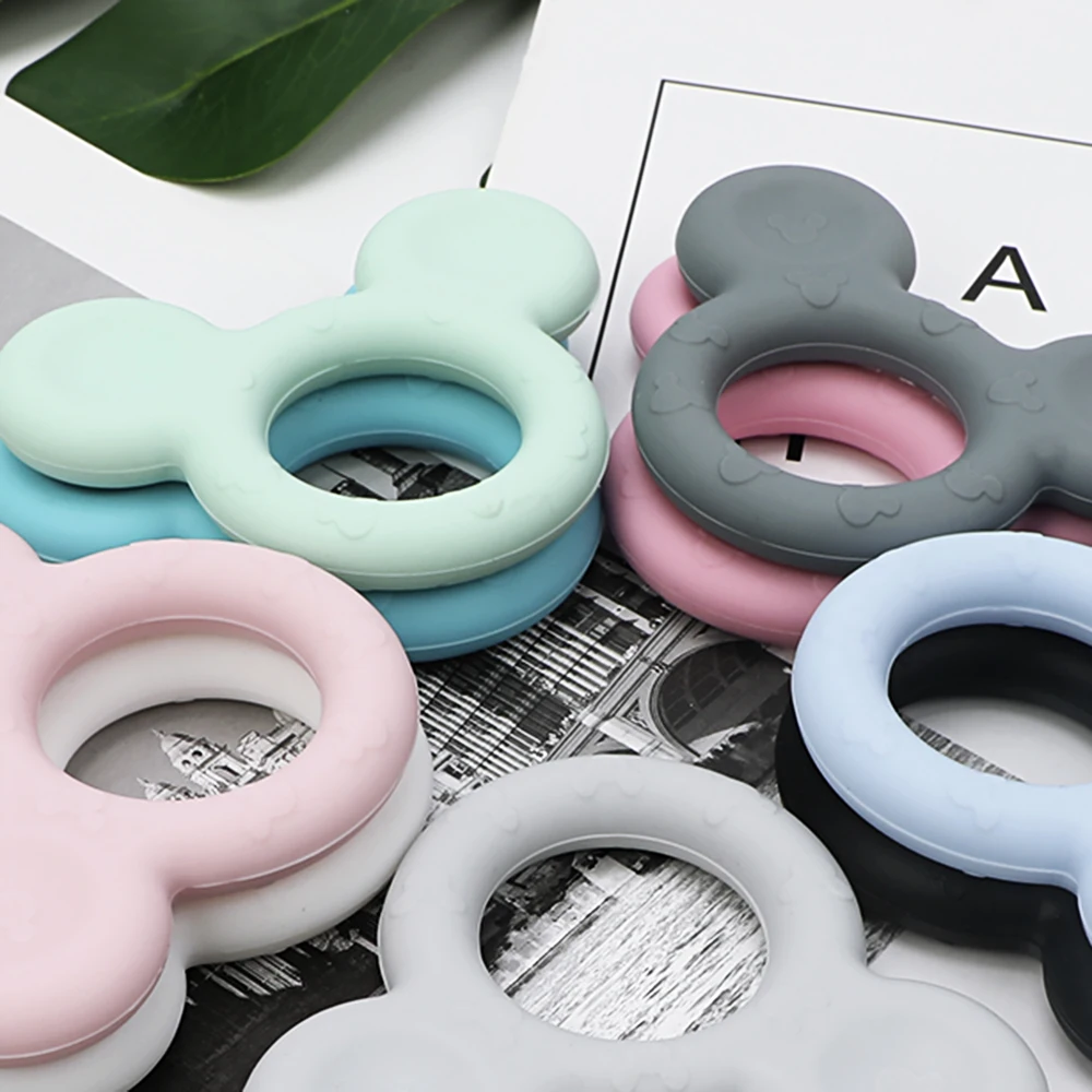 TYRY.HU 1pc Baby Teether Mickey Silicone Baby Holder Clip Mouse Cartoon Chew Pendant Nursing Pacifier Clip Necklace Newborn Toy