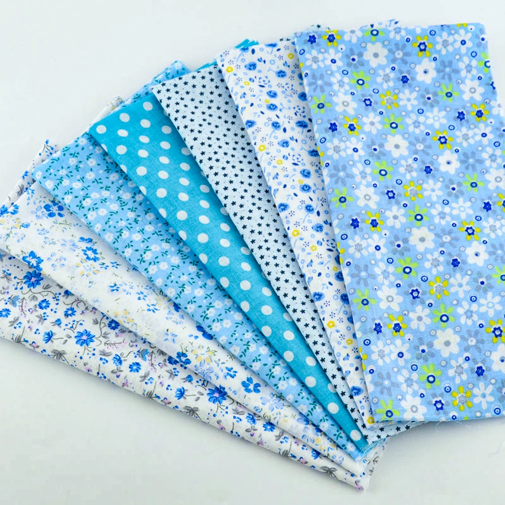 Booksew Tecidos De Patchwork Home Textile 7 PCS/Lot Cuted White Dots Floral Designs for Sewing Thin Bundle Cotton Fabric Meter