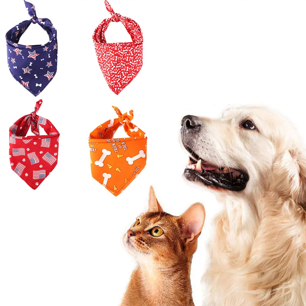 뼈 패턴 개 액세서리 중간 개 할로윈 개 타액 타월 헝겊 애완 동물 Bibs Teedy Hiromi 애완 동물 용품 Dropshipping