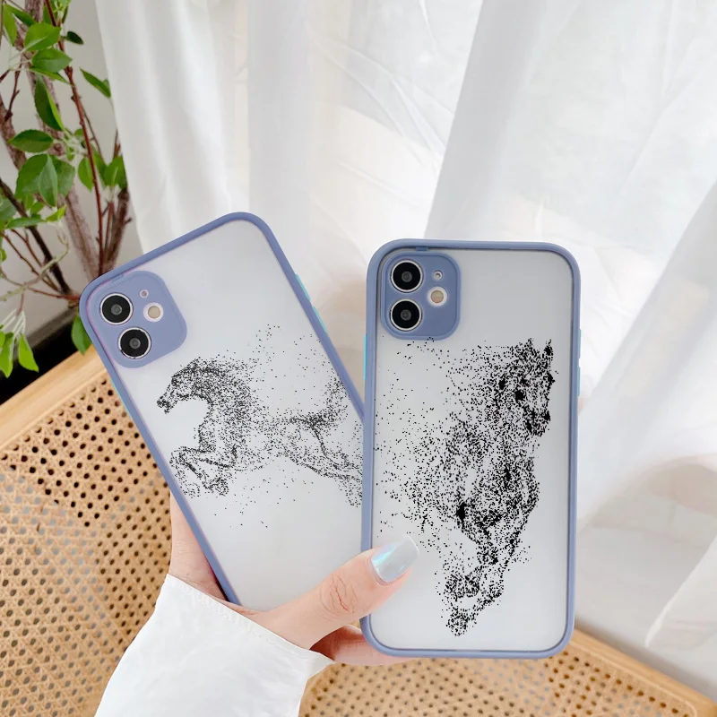 Fashion Animal Horse Eagle Wolf Sand Phone Case For iPhone X XR XS MAX 16 15 14 13 12 11 Pro Max 7 8 6s Plus SE2 back Cover