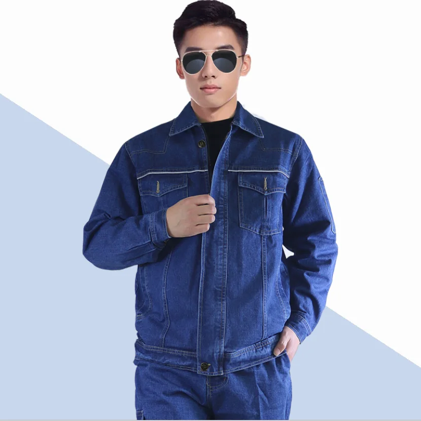 2023 Autumn Winter Thick Denim Coveralls Welding Suit Labor Protection Clothing Electrician Wear-resistant Anti-scalding Uniform