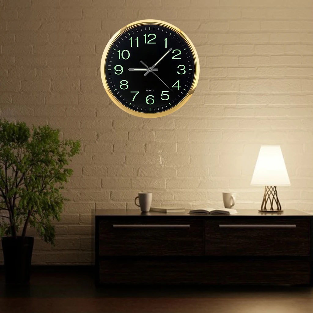 Large Luminous Wall Clock Glow In The Dark Non-ticking Quartz Decoration