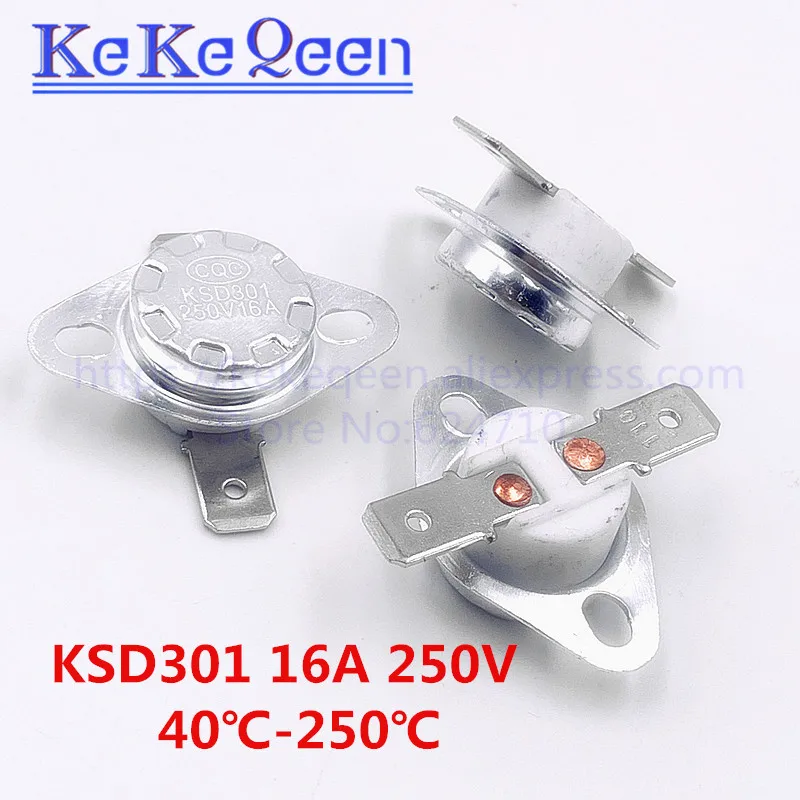 KSD301 250V 16A 40~135Degc Flat foot Fixed ring Normally closed Temperature switch45 50 55 60 70 80 100 110 115 120 125 130 135C