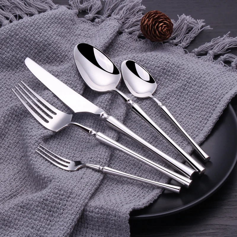 20Pcs/set 18/10 Stainless Steel Dinner Black Gold Dinnerware Set Knife Fork Spoon Cutlery Set Kitchen Tableware Silverware Sets