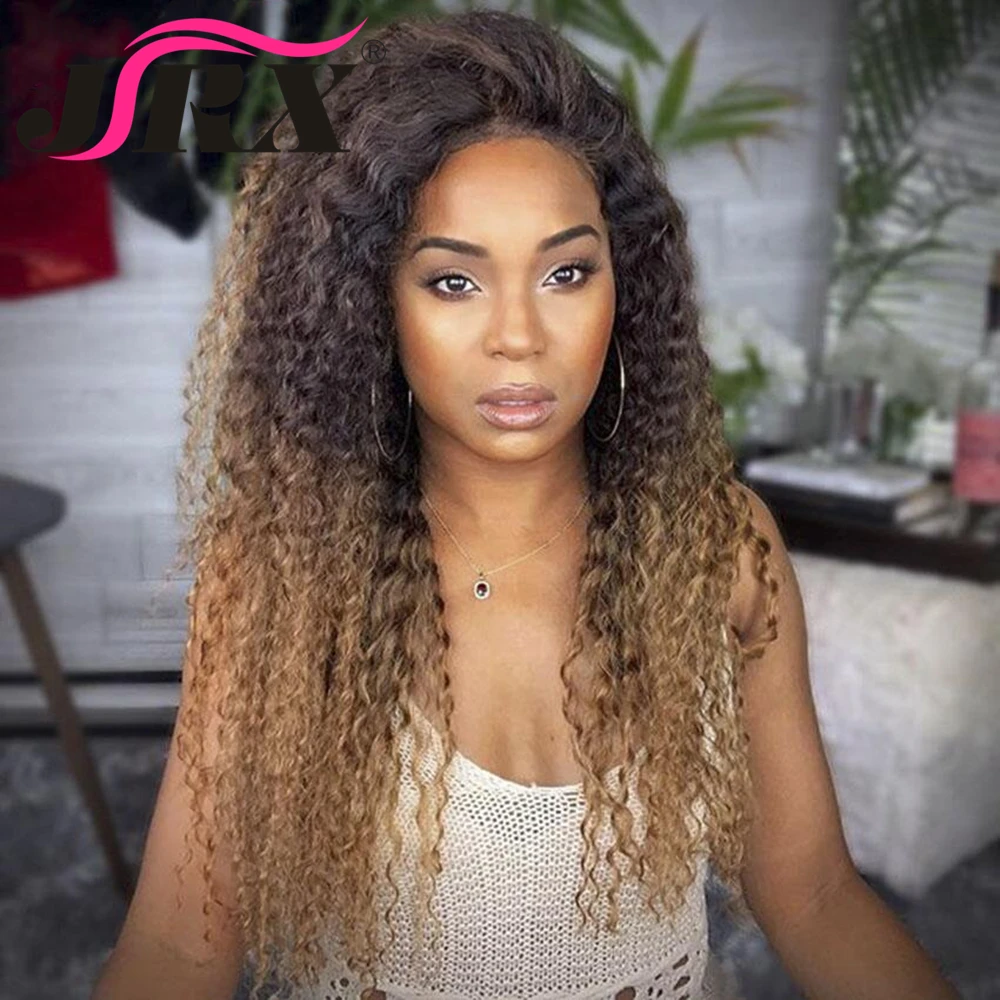 

13x4 Honey Blonde Curly Lace Front Human Hair Wigs Highlight Curly Ombre Brown #27 Colored Wigs Brazilian Remy Hair Preplucked