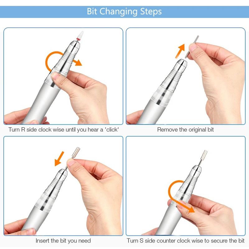 Perceuse à ongles électrique portable aste, machine de manucure professionnelle, outils de pédicure, outils de polissage N64.Art Bits, 35000 tr/min