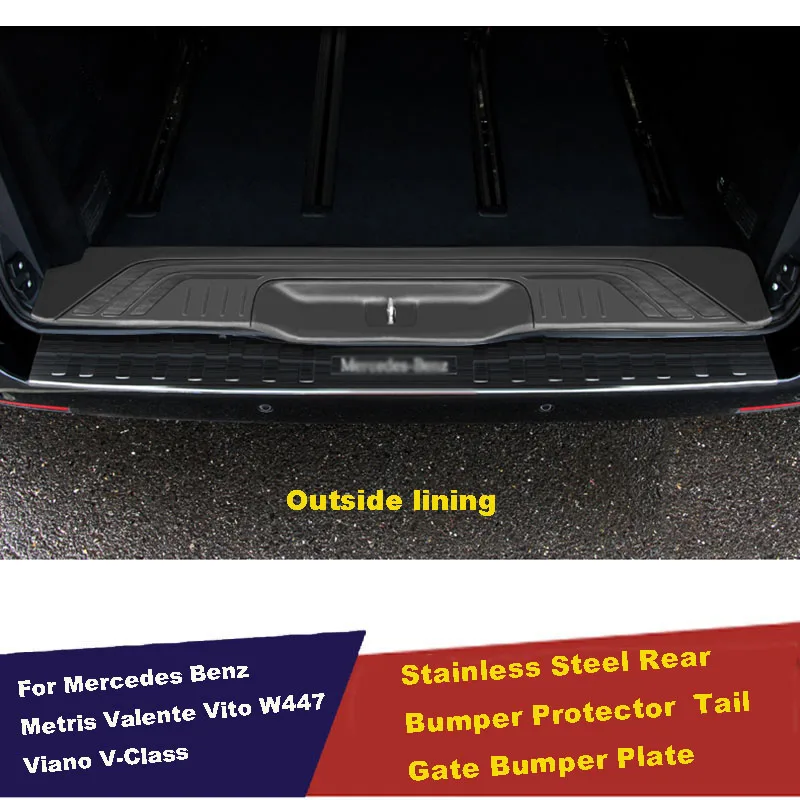 Exterior Stainless Steel Rear Trunk Protecting Plate Fender 1PCS For Mercedes Benz V-KLASS V-CLASS Vito 2014-2019 W447