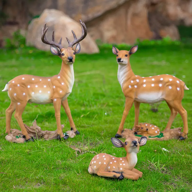 Outdoor Garden Simulation Animal Resin Deer Sculpture Home Decoration Courtyard Villa Ornaments Crafts Park Lawn Figurines Decor