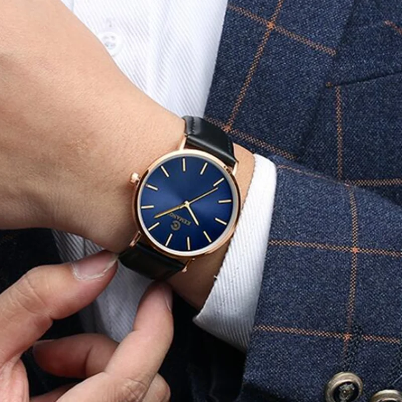 Montre minimaliste pour hommes, Ultra fine, mode Simple, Business, horloge en cuir, 2022