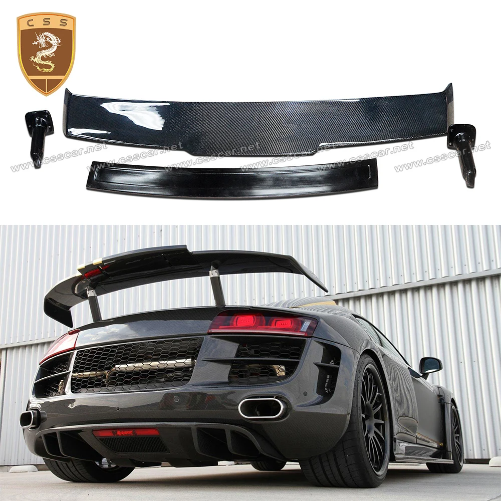 

Fashion Double-layer Real Carbon Fiber Car Rear Wing Spoiler For Audi 2008-2015 R8 V8 PPI Style Auto Trunk Lid Base Modification