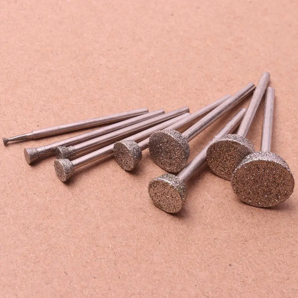 10 PCS Diamond Grinding Head Burrs Bits 2mm to 16mm Dremel Rotary Tools  Jade Stone Carving Polishing Engraving Tool