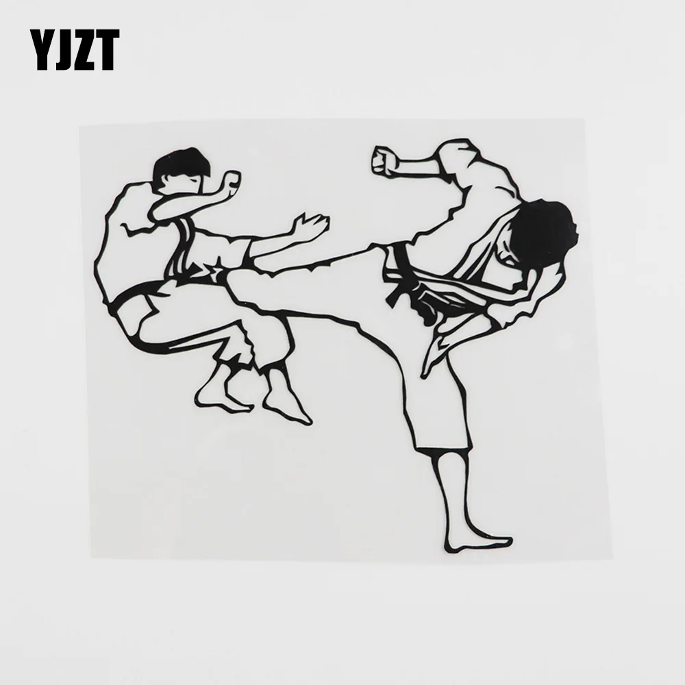 YJZT 14.1CMX12.1CM Karate Martial Arts Sports Fight Decal Vinyl Car Sticker Black/Silver 8A-0239