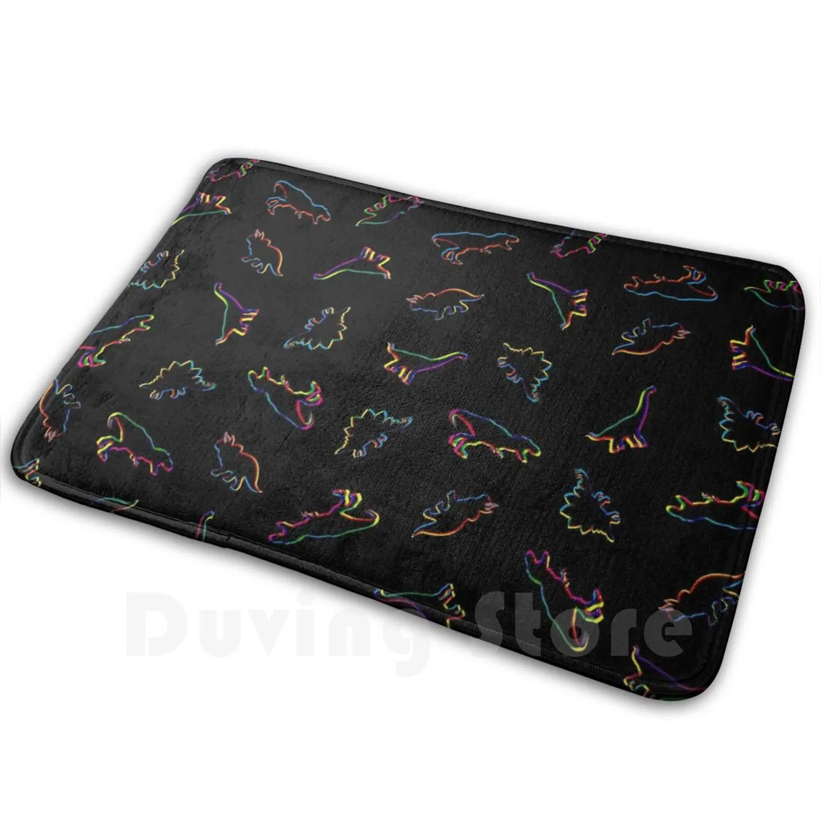 Cmyk Dinosaurs ( Black ) Mat Rug Carpet Anti-Slip Floor Mats Bedroom Dinosaur Herbivore Carnivore Dino T Rex Tyrannosaurus