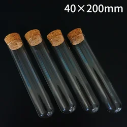 4pcs/lot 40x200mm Round Bottom Tea Glass Test Tube Drosophila Vials Culture Tube With Cork Stoppers