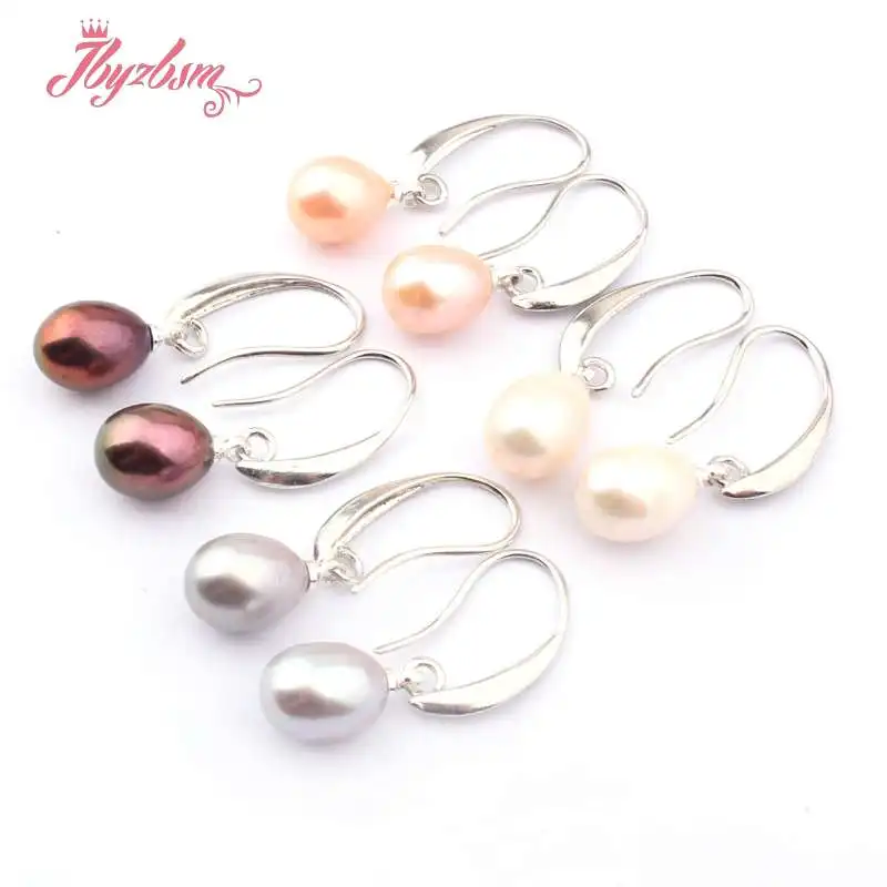 7x8-9x10mm Natural Oval Freshwater Pearl Exquisite Hoop Earring 1 Pair Women Wedding Party Anniversary XMAS New Year Gift