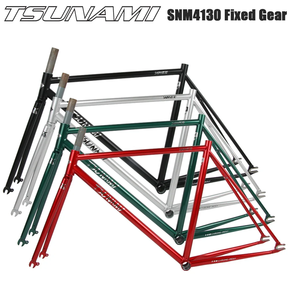 TSUNAMI Fixed Gear Bicycle Frameset SNM4130 700C x 52cm Chrome-Molybdenum Steel Racing Track Bike Fixie Frame Track Frame