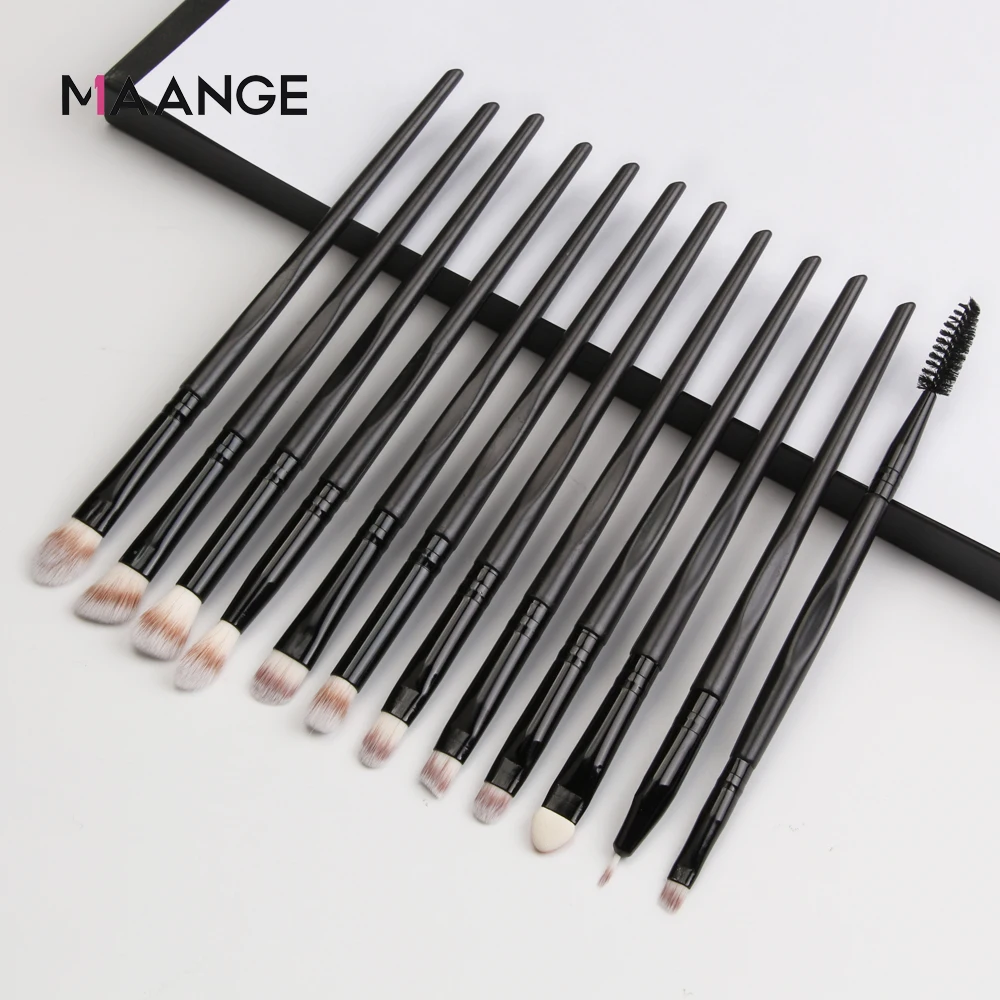 

MAANGE Pro Makeup Brushes 12 Pcs Eyeshadow Brush Blending Eyebrow Make Up Brushes Synthetic Bristles Beauty Cosmetics Brush Set