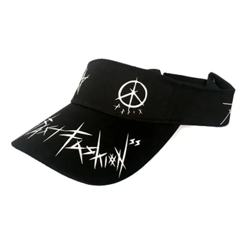 Hat female tide personality printing summer wild empty top hat tide brand no top shading hip hop hat street black white cap F40