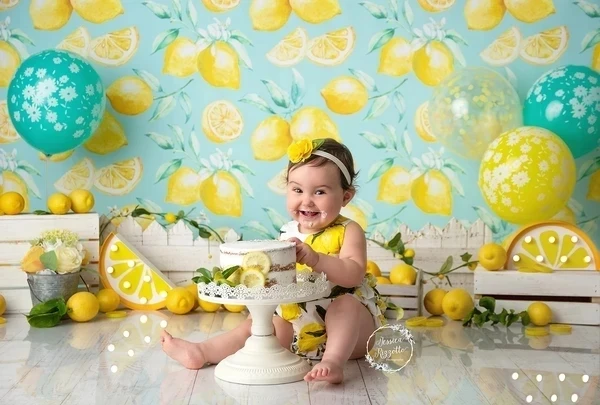 Lemon Fruits Photography Backdrop Kids 1st Birthday Party Decor Newborns Baby Portrait Baby Shower Photo Background W-4153