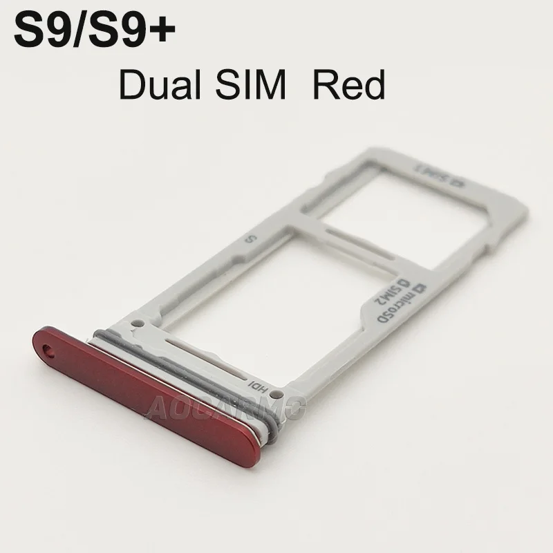 Aocarmo Single/Dual Metal Plastic Nano Sim Card Tray Micro SD Slot Holder For Samsung Galaxy S9 / S9 Plus S9+