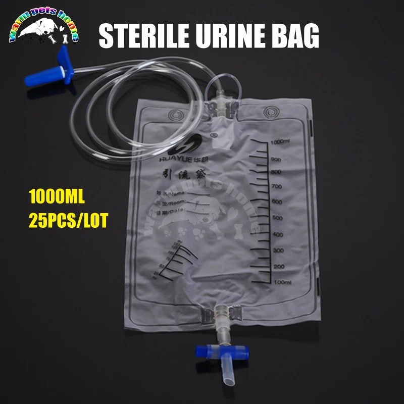 5-25pcs Disposable Sterile Urine Bag Urinary Drainage Bag PVC Urine Collection Bag with Outlet Valves Veterinary Tools