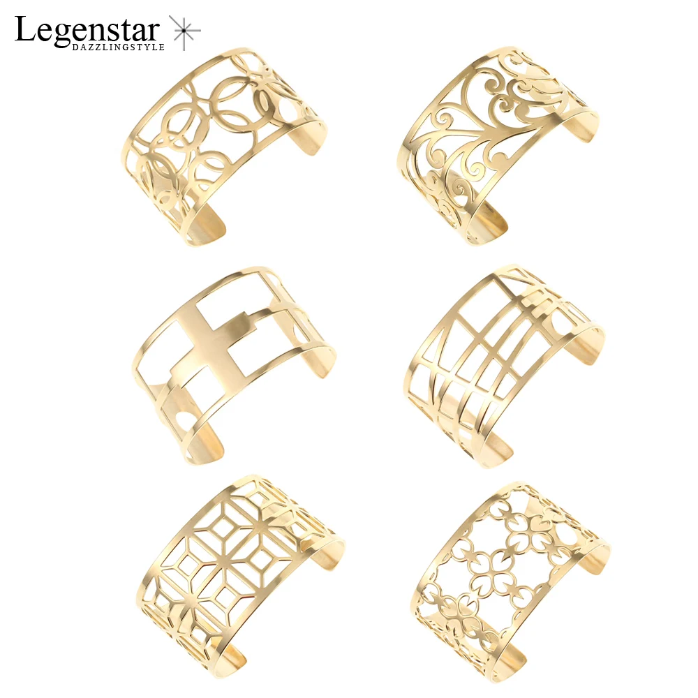 Legenstar Bangles &Bracelets For Women Hollow Stainless Steel Cuff  Bangles Bijoux Manchette Femme Bracelet Gold Color Pulseiras