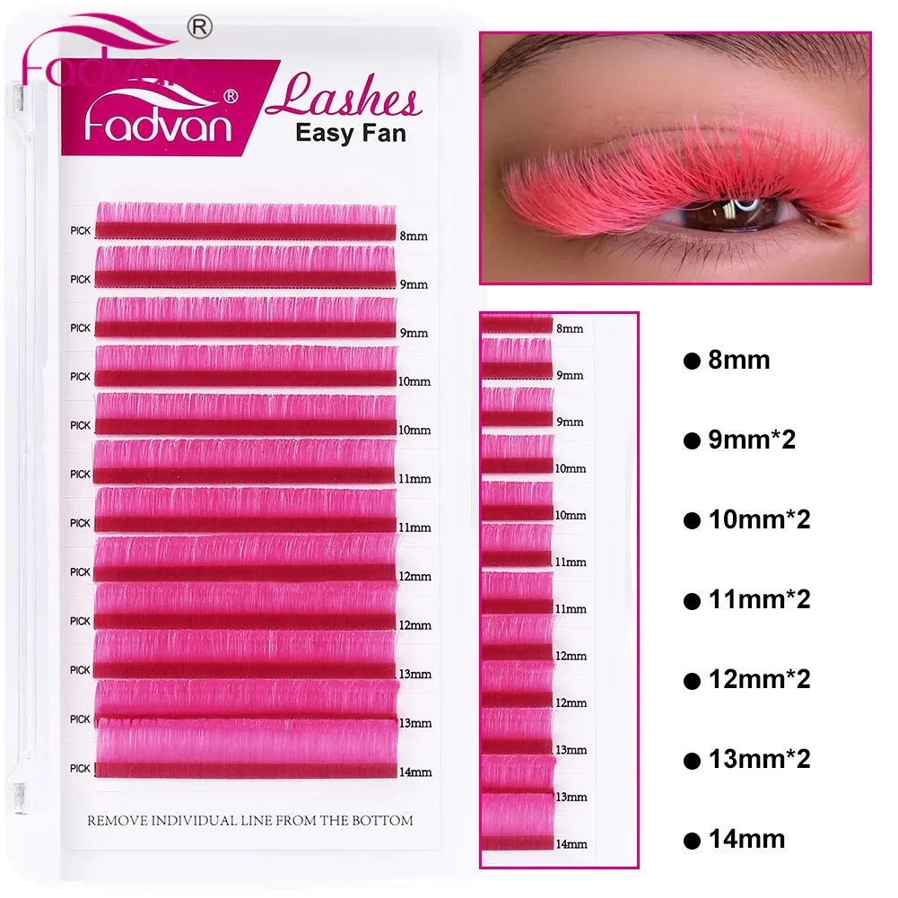 FADVAN Pink Easy Fan Bloom C/D Curl 8-14/1520mm Lashes Austomatic Flowering Eyelash Extension Fast Self-Making Volume Lashes