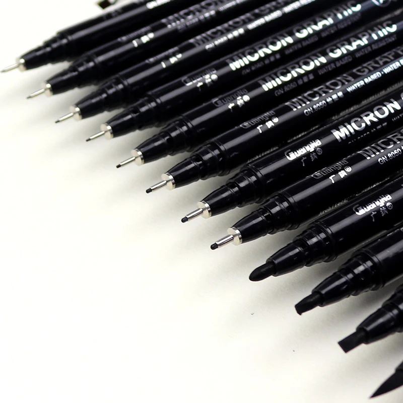 Guangna Drawing Micron Graphic Needle Pen Black Sketch Hook Line Pen 005 01 02 03 04 05 07 08 1.0 2.0 3.0 Brush Fine Lines 8050