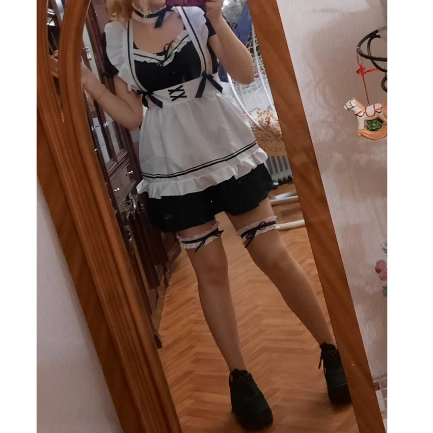 Disfraces de mucama para mujer, vestido negro, Lolita, bonito, Anime, camarera, mucama, fiesta, disfraz de actuación, Cosplay de Halloween