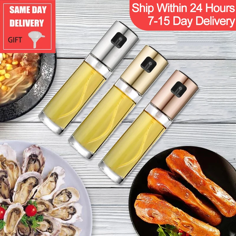 Kitchen Push Type Spray Olive Oil Sprayer Bottle Pump Oil Pot Leak-proof Grill BBQ Sprayer Oil Dispenser BBQ Gravy Boats Tools