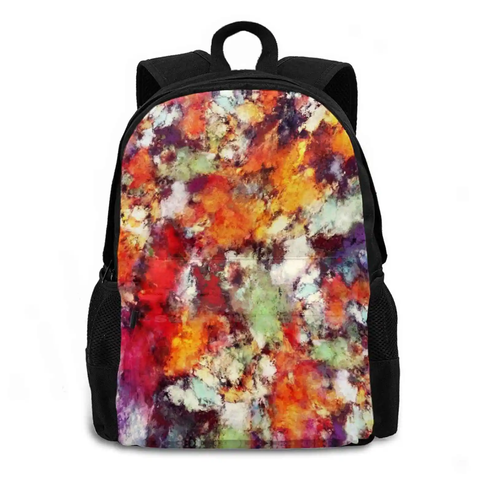 Rucksack Knapsack Storage Bag Backpack Red Yellow Orange Bright Light Brightness Organic Painted Digitally Created Texture