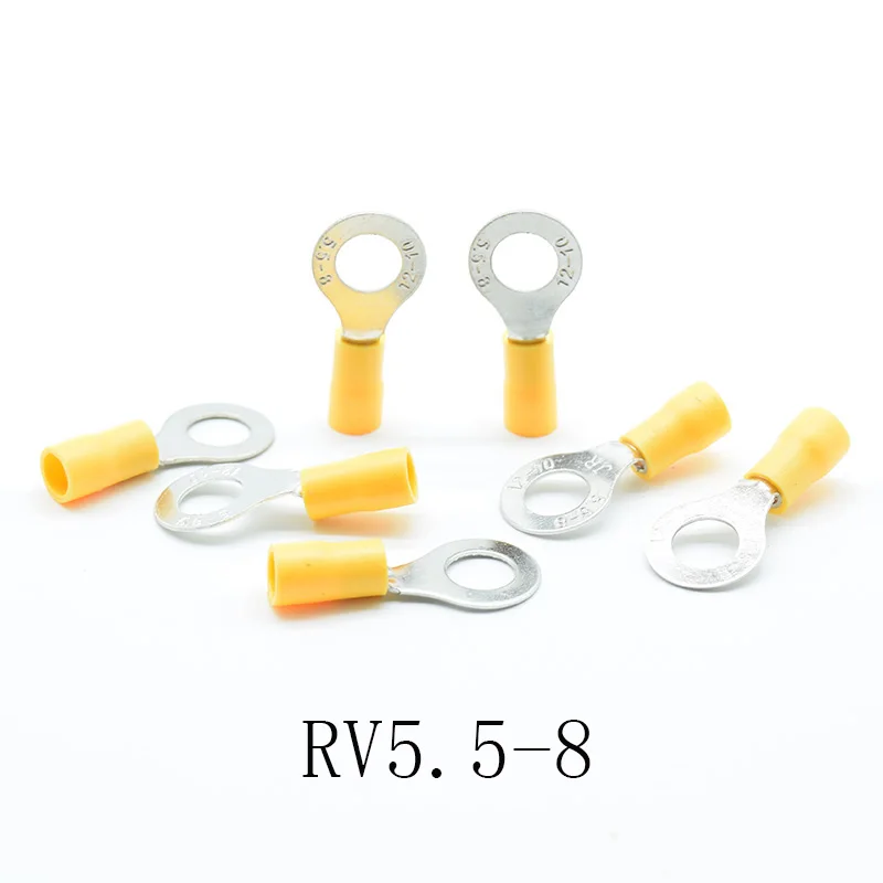 20PCS/lot RV5.5-4/5/6/8/10/12 Yellow Ring insulated terminal suit 4-6mm2 Cable Wire Connector cable Crimp Terminal  AWG