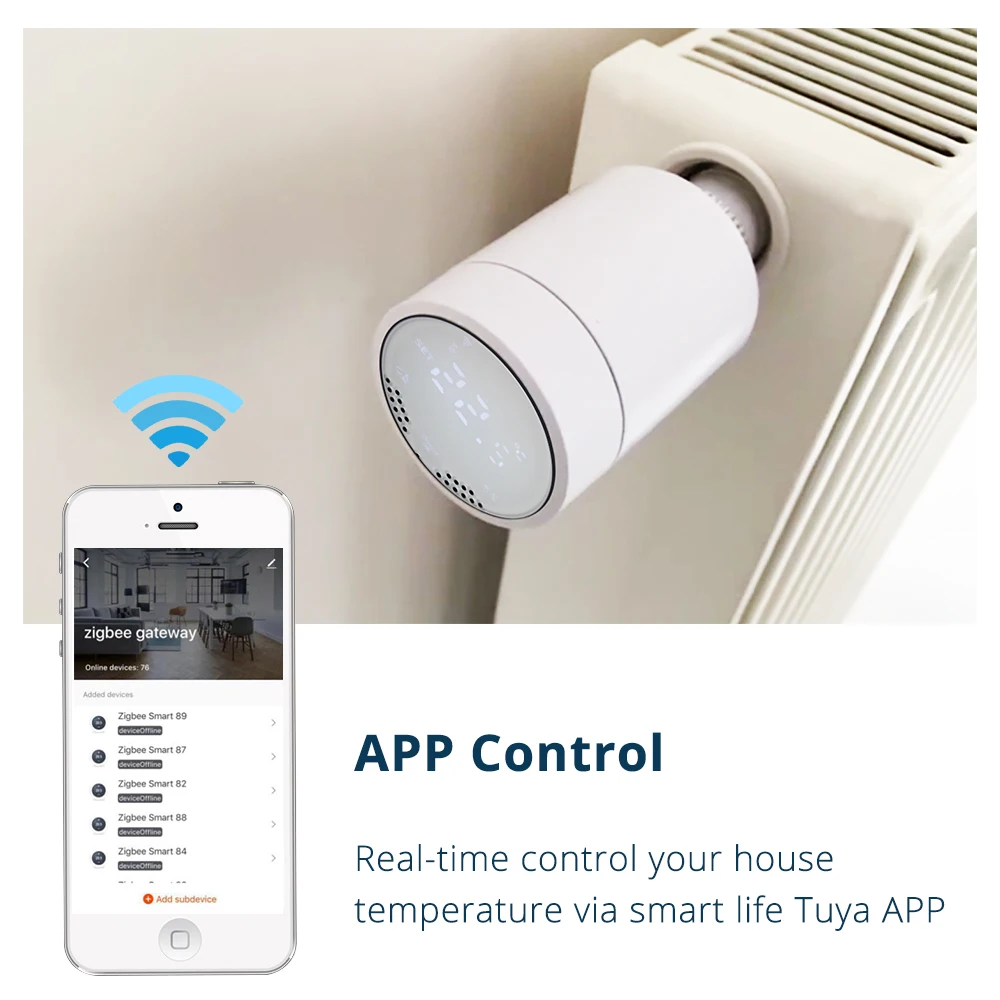 Tuya Smart ZigBee Radiator Actuator Programmable Thermostatic Radiator Valve Temperature Controller Voice Control via Google