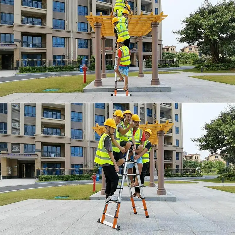 2 متر + 2 متر سميكة سبائك الألومنيوم سلم متداخل الأجزاء متعددة الأغراض متعرجة سلم المحمولة الرئيسية للطي الهندسة سلم