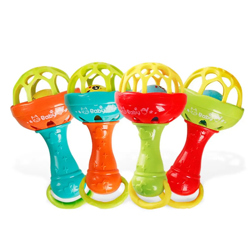 1pcs Rocking Hammer Hand Holding Bell Baby Soft Rubber Teether Rattle Rod Multi-functional Baby Rattle Stick With Teether
