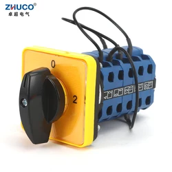 ZHUCO SZW26/LW26-20 D307.5GL 20A 5 Poles 3 Positions 1-0-2 Panel Mounted Electric Transfer Rotary Cam Changeover Switch