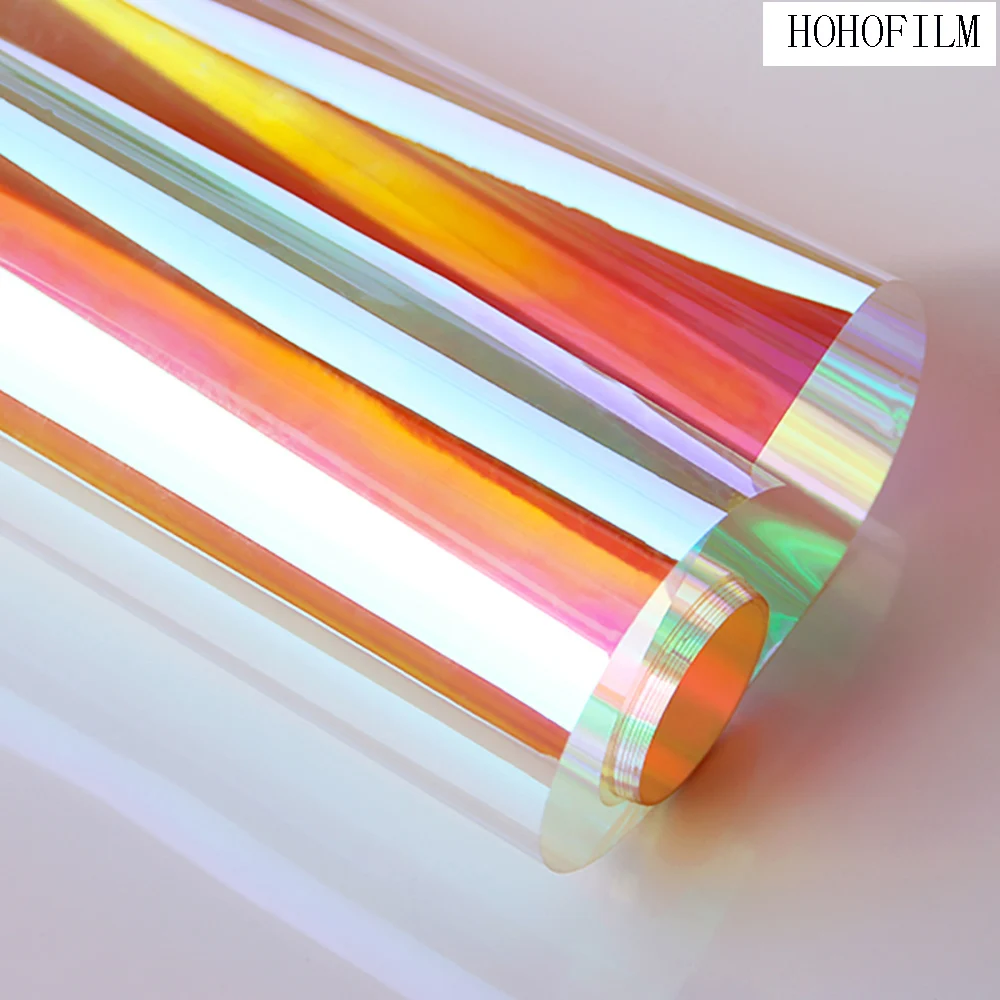 HOHOFILM 68cmx50cm Rainbow Window Film Iridescent self Adhesive Dichroic iridescent Film House/office/Store/market GLASS Sticker