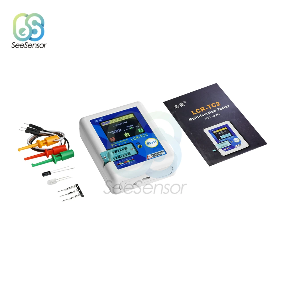 ใหม่ LCR-TC2จอแสดงผล LCD มัลติมิเตอร์เครื่องทดสอบทรานซิสเตอร์ Diode Triode ตัวเก็บประจุตัวต้านทานเครื่องวัด ESR LCR NPN PNP MOSFET