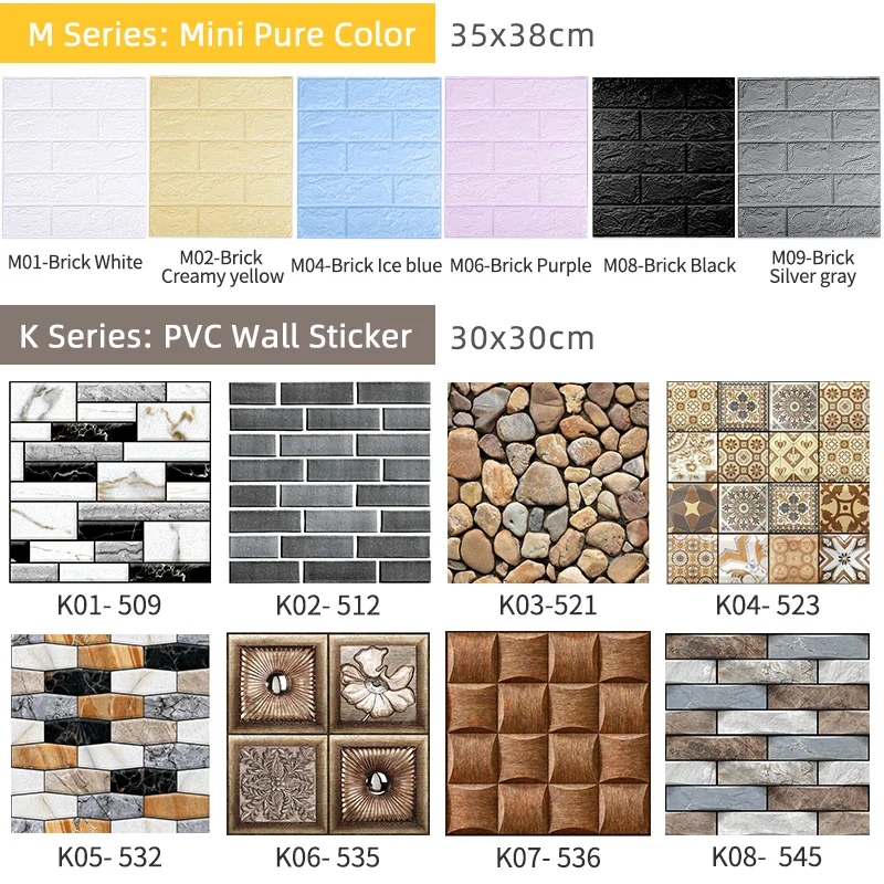 Kaguyahime 10Pcs/Lot 3D Self-Adhesive Wallpaper DIY Stone Pattern Wall Stickers Brick Waterproof Wall Paper Kitchen Living Room