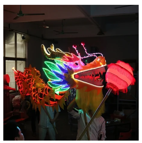 lumious stage show chinese folk dragon dance prop Led light up dragon dance costume